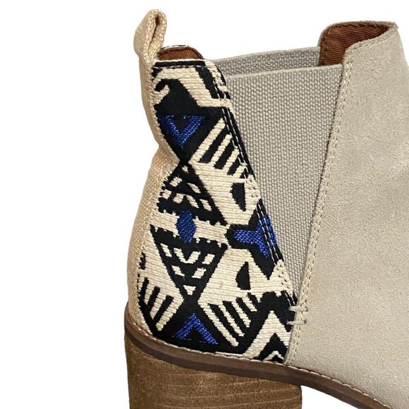 Toms Esme Birch Suede Chelsea Boots with Embroidery Size 6 - Picture 4 of 7
